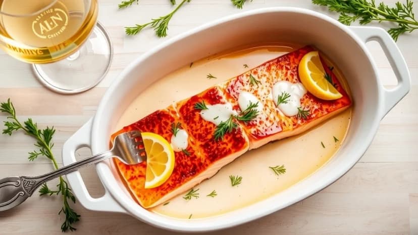 Lax i ugn med crème fraiche