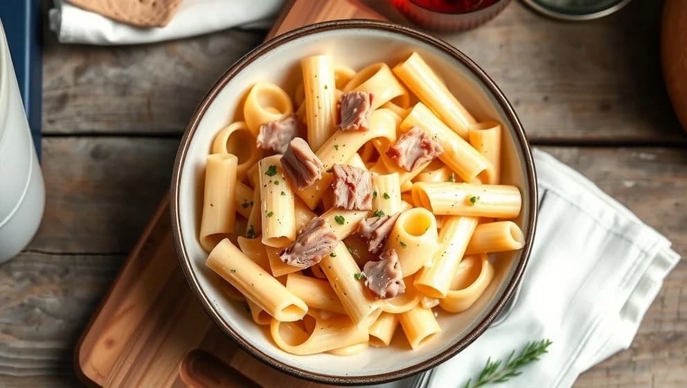 Pasta med ost och skinksås som smakar gott