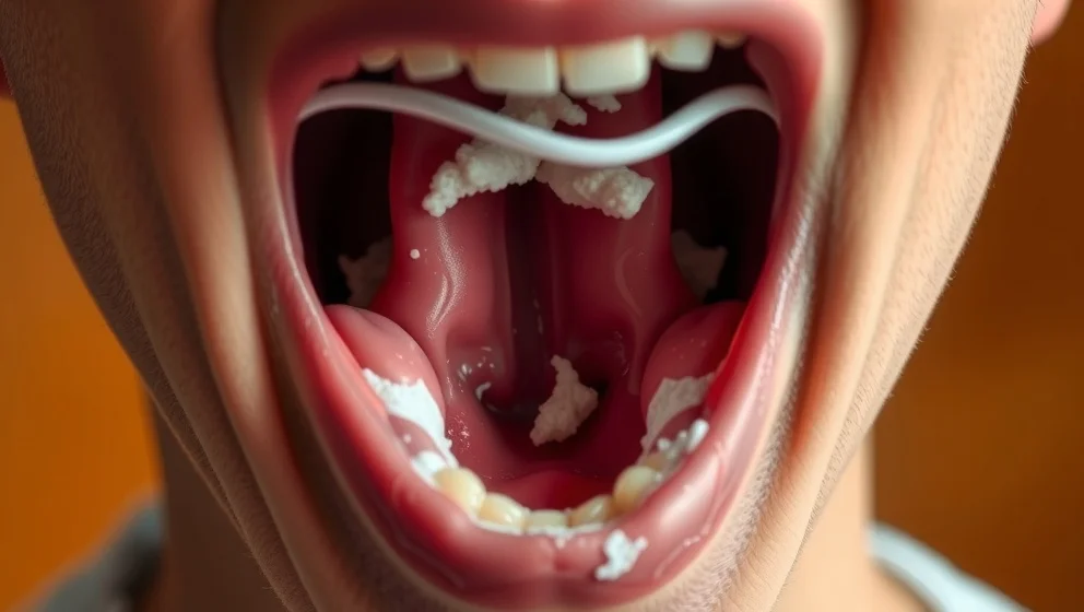 Vit beläggning i halsen men inte halsfluss