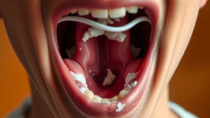 Vit beläggning i halsen men inte halsfluss